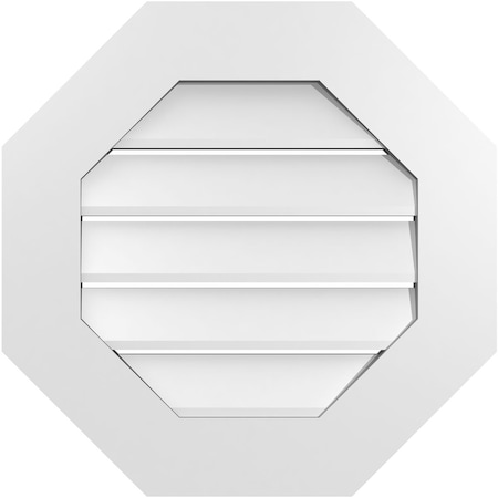 Ekena Millwork Octagonal Surface Mount PVC Gable Vent: Functional, w/ 3-1/2"W x 1"P Standard Frame, 22"W x 22"H GVPOC22X2201SF
